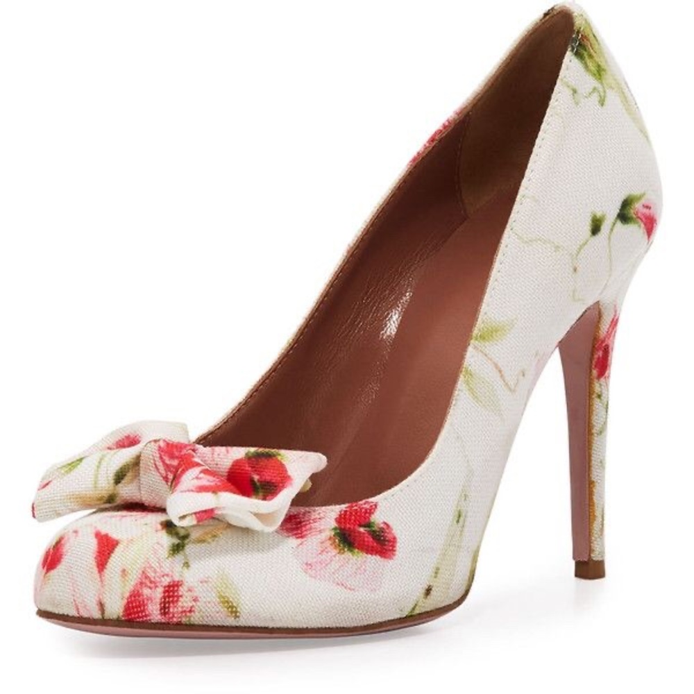 RED Valentino Floral Canvas Bow 100mm Pumps